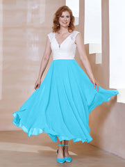 Robe en Mousseline Longueur de Mollet à Col en V avec Poches Piscine Grande Taille
