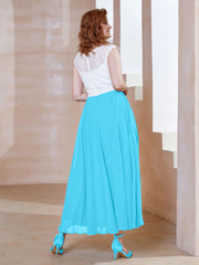 Robe en Mousseline Longueur de Mollet à Col en V avec Poches Piscine