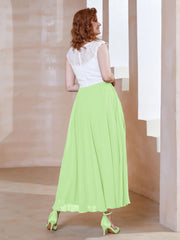 Robe en Mousseline Longueur de Mollet à Col en V avec Poches Sauge Grande Taille