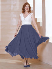 Robe en Mousseline Longueur de Mollet à Col en V avec Poches Orageux Grande Taille