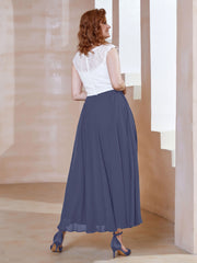 Robe en Mousseline Longueur de Mollet à Col en V avec Poches Orageux Grande Taille
