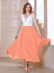 Robe en Mousseline Longueur de Mollet à Col en V avec Poches Crépuscule