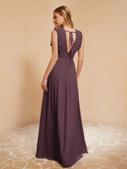 Maxi Robe Sans Manches avec Décolleté en V Plongeant Cabernet