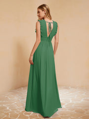 Maxi Robe Sans Manches avec Décolleté en V Plongeant Emeraude