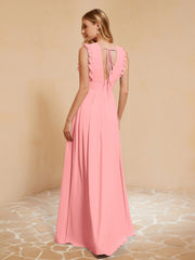 Maxi Robe Sans Manches avec Décolleté en V Plongeant Flamant