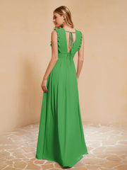 Maxi Robe Sans Manches avec Décolleté en V Plongeant Vert