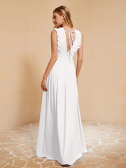 Maxi Robe Sans Manches avec Décolleté en V Plongeant Ivoire