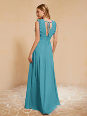 Maxi Robe Sans Manches avec Décolleté en V Plongeant Jade