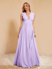 Maxi Robe Sans Manches avec Décolleté en V Plongeant Lilas