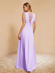 Maxi Robe Sans Manches avec Décolleté en V Plongeant Lilas