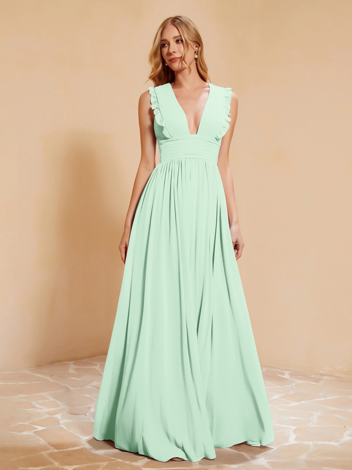 Robe Femme Mousseline Vert Menthe Neuve - Taille 12, Détails Sequins
