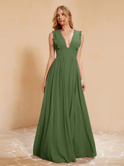 Maxi Robe Sans Manches avec Décolleté en V Plongeant Mousse