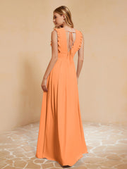 Maxi Robe Sans Manches avec Décolleté en V Plongeant Orange