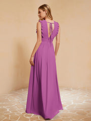 Maxi Robe Sans Manches avec Décolleté en V Plongeant Orchidee