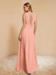 Maxi Robe Sans Manches avec Décolleté en V Plongeant Papaye