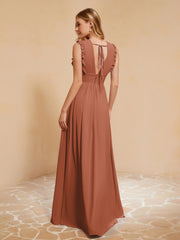 Maxi Robe Sans Manches avec Décolleté en V Plongeant Rouille