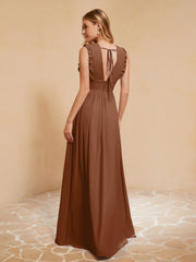 Maxi Robe Sans Manches avec Décolleté en V Plongeant Terracotta