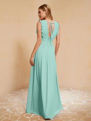 Maxi Robe Sans Manches avec Décolleté en V Plongeant Turquoise