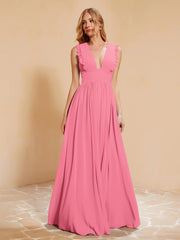 Maxi Robe Sans Manches avec Décolleté en V Plongeant Pastèque