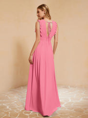 Maxi Robe Sans Manches avec Décolleté en V Plongeant Pastèque