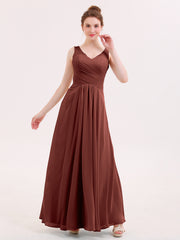 Robes Demoiselle d'honneure Longue avec Bustier Plissé terracotta Grande Taille