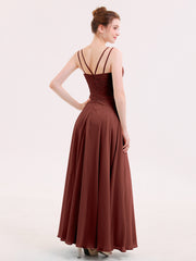 Robes Demoiselle d'honneure Longue avec Bustier Plissé terracotta Grande Taille