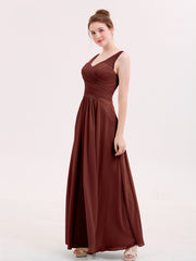 Robes Demoiselle d'honneure Longue avec Bustier Plissé terracotta Grande Taille
