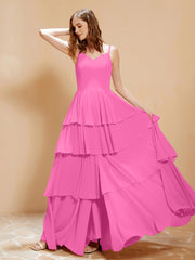Robe Longue Bohème en Mousseline avec Volants Azalée Grande Taille