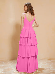 Robe Longue Bohème en Mousseline avec Volants Azalée Grande Taille
