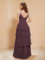 Robe Longue Bohème en Mousseline avec Volants Cabernet Grande Taille
