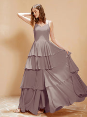 Robe Longue Bohème en Mousseline avec Volants Dusk Grande Taille