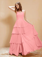 Robe Longue Bohème en Mousseline avec Volants Flamant Grande Taille