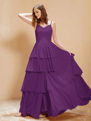 Robe Longue Bohème en Mousseline avec Volants Raisin Grande Taille