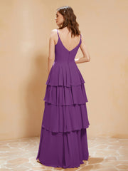 Robe Longue Bohème en Mousseline avec Volants Raisin Grande Taille