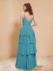 Robe Longue Bohème en Mousseline avec Volants Jade Grande Taille