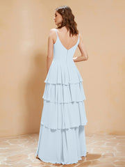 Robe Longue Bohème en Mousseline avec Volants Brume Grande Taille