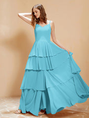 Robe Longue Bohème en Mousseline avec Volants Piscine Grande Taille