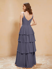 Robe Longue Bohème en Mousseline avec Volants Orageux Grande Taille