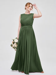 FAUX-Wrap Robe Longue Mousseline avec Ceinture Olive Verte Grande Taille