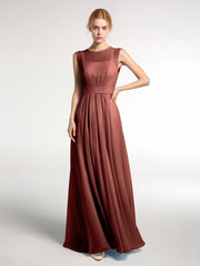 FAUX-Wrap Robe Longue Mousseline avec Ceinture terracotta