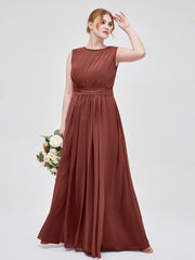 FAUX-Wrap Robe Longue Mousseline avec Ceinture terracotta Grande Taille