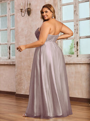 Dentelle et Tulle Longue Robe avec Col en Cœur Crépuscule