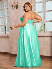 Dentelle et Tulle Longue Robe avec Col en Cœur Spa