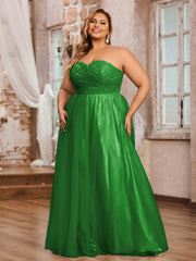 Dentelle et Tulle Longue Robe avec Col en Cœur Vert