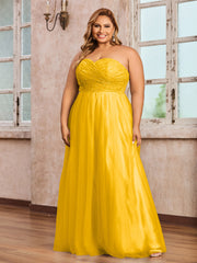 Dentelle et Tulle Longue Robe avec Col en Cœur Souci
