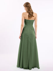 Robes Col en Cœur Sans Bretelles Mousseline Olive Verte Grande Taille