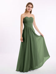 Robes Col en Cœur Sans Bretelles Mousseline Olive Verte Grande Taille
