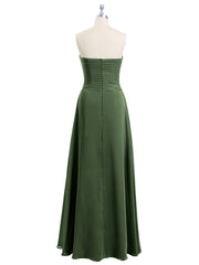 Robes Col en Cœur Sans Bretelles Mousseline Olive Verte Grande Taille
