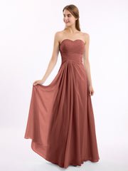 Robes Col en Cœur Sans Bretelles Mousseline terracotta