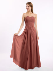 Robes Col en Cœur Sans Bretelles Mousseline terracotta Grande Taille